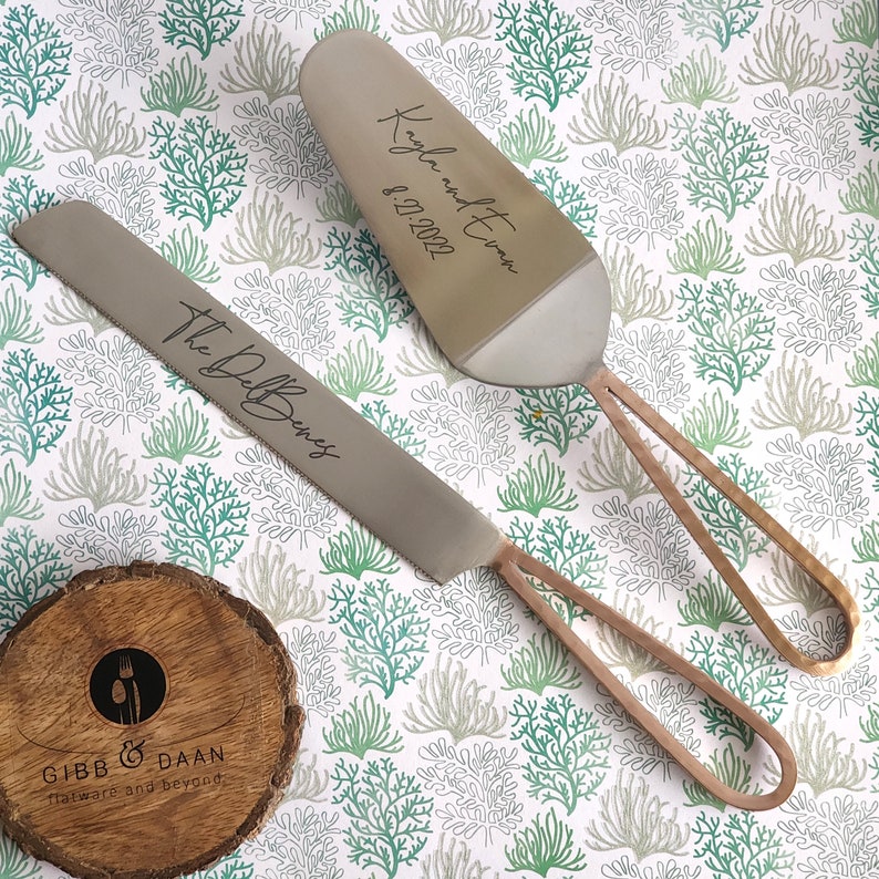 Custom Wedding Cake Knife and Server Set Rose Gold Cake Etsy