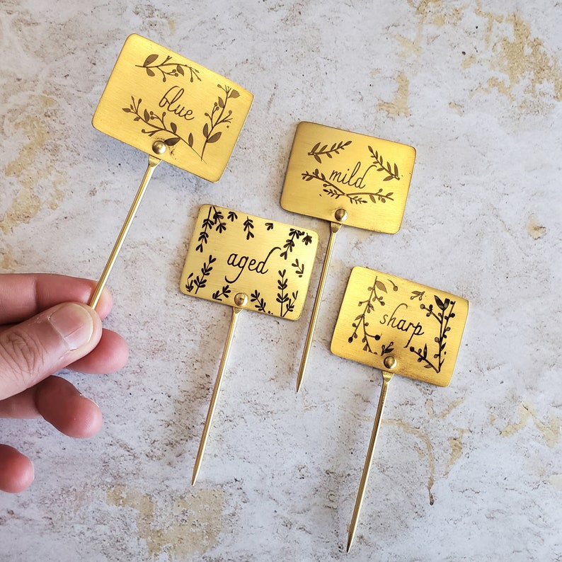 Gold Cheese Markers Set of 4 Cheese Signs Metal Cheese Etsy