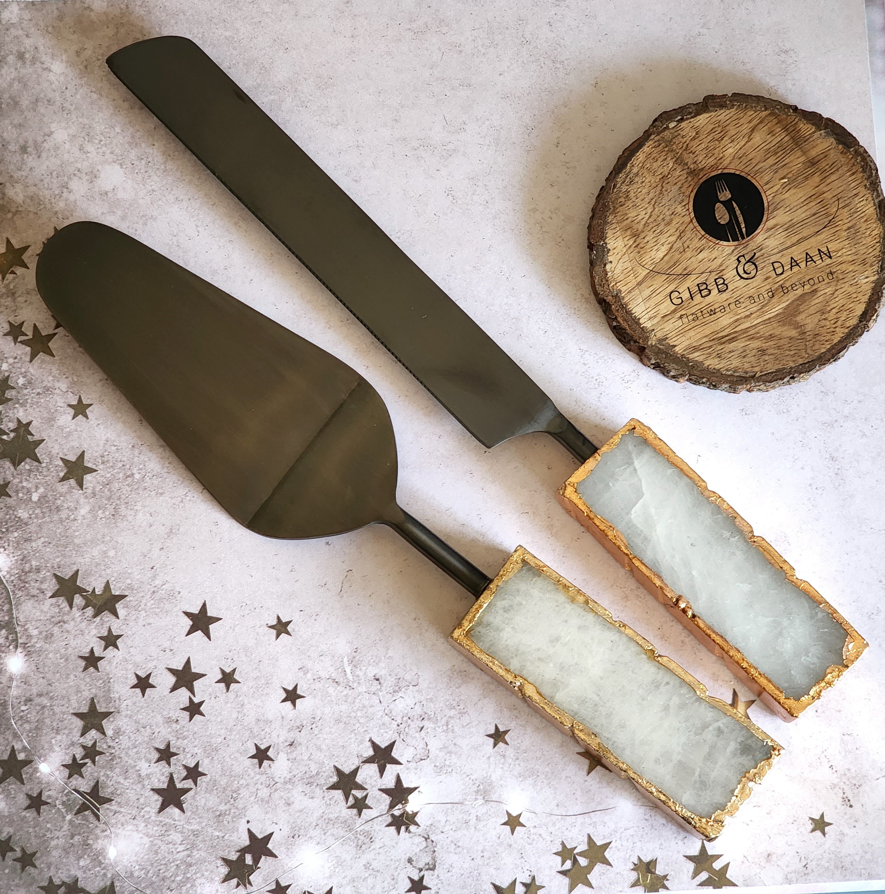 Cake server sets White wedding Cake knives and server sets White and