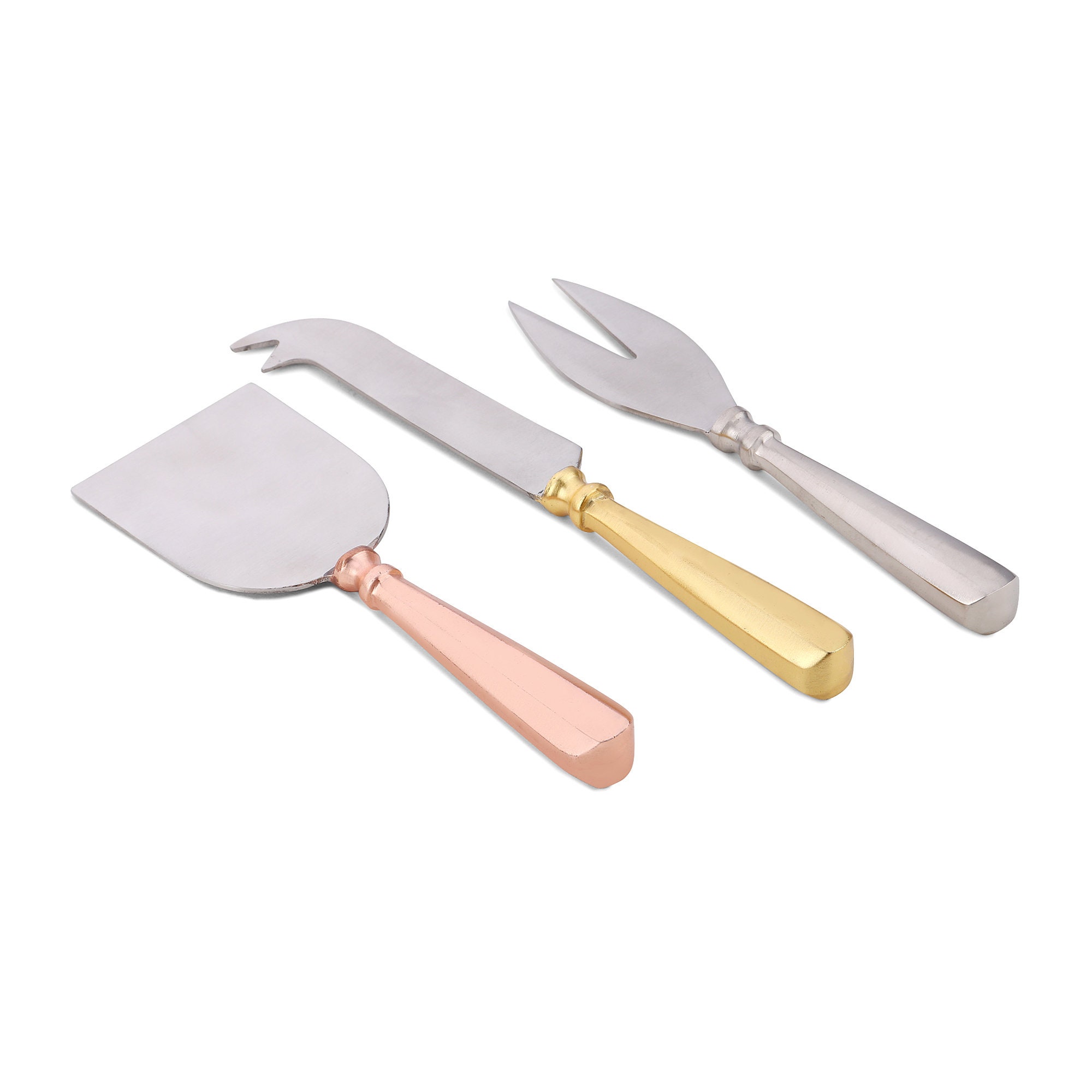 3 Piece Cheese Knife Set Rose Gold Silver and Gold Handles Etsy