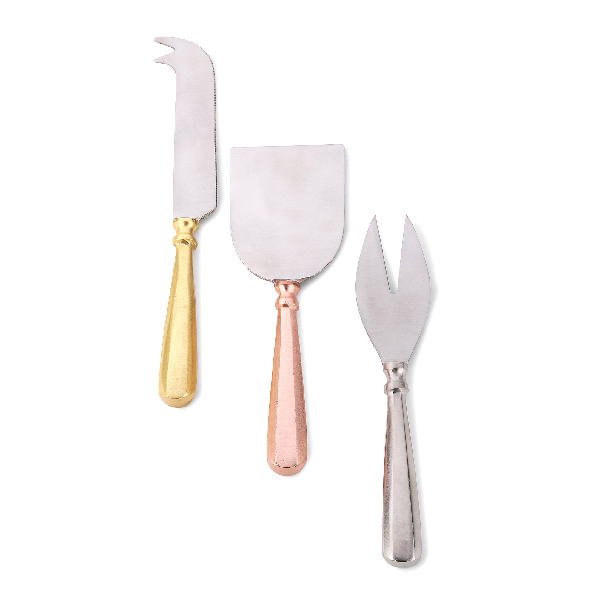 3 Piece Cheese Knife Set Rose Gold Silver and Gold Handles Etsy
