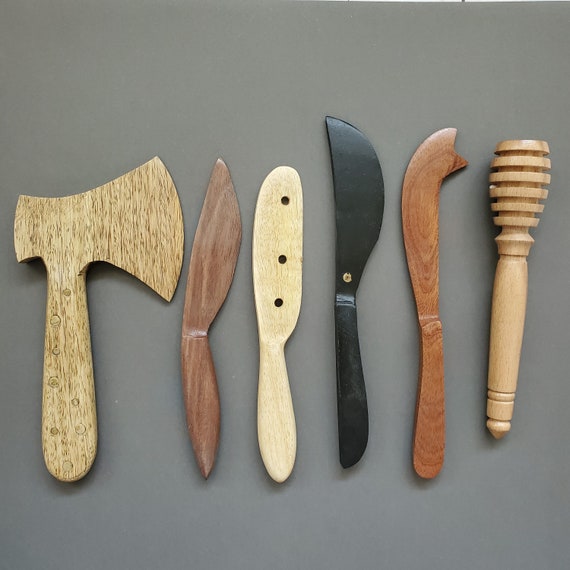 Wood Cheese Knives Set Wooden Handmade Spreader Knives Wooden Honey Spoon  Wood Axe for Cheese Spreads Gift Boxed - Etsy
