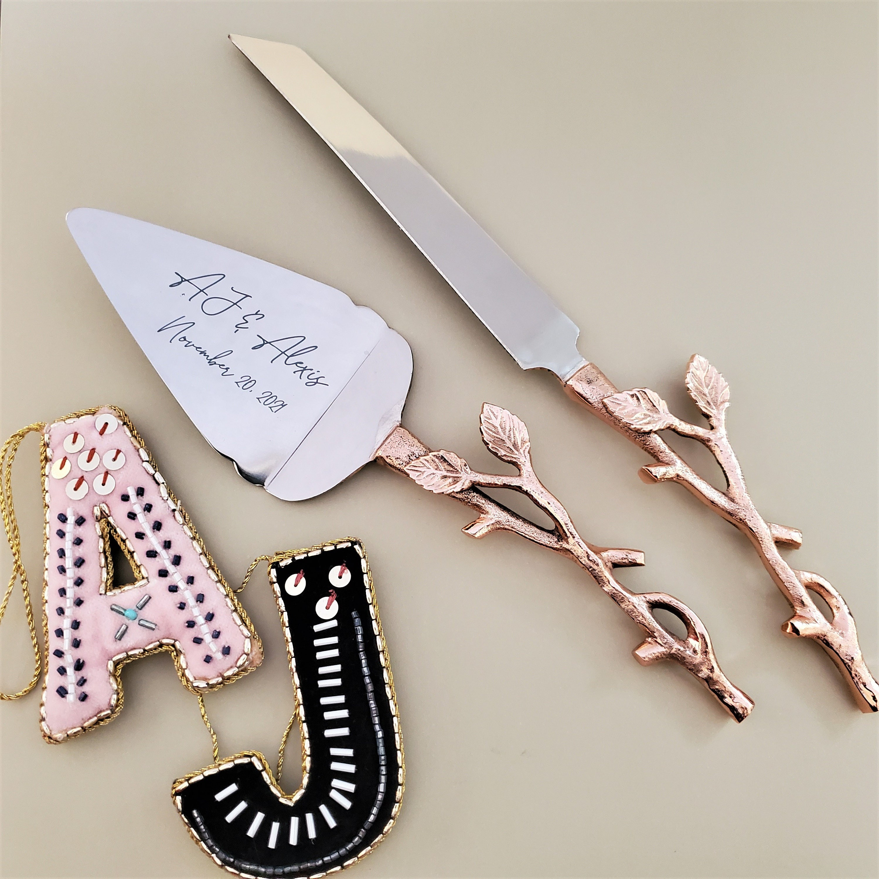Rose Gold Wedding Cake Knife Personalized Wedding Cake Etsy UK