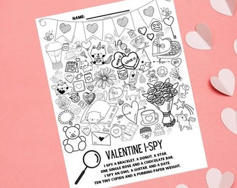 Valentine I Spy stampabile: attività per bambini e pagina da colorare (download digitale)