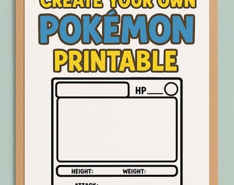 DIY Pokémon Card Printable – Birthday Party Activity (Instant Download)