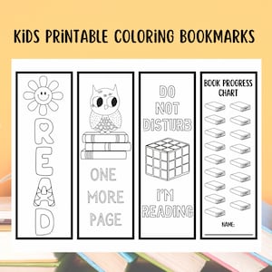 Printable Bookmarks / Kids Printable Bookmarks / Kids Bookmarks / Coloring Bookmarks / Book Lover Gift / Class Printable / Instant Download