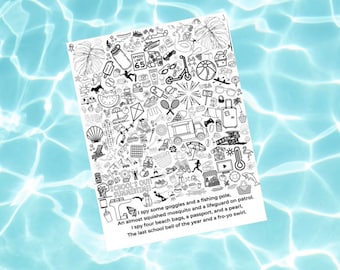 Summer I Spy Coloring Page: End of School Printable (Digital Download)