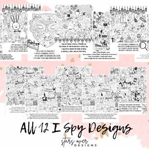 Kids I Spy Printable Games: Holiday Coloring Pages (Instant Download)