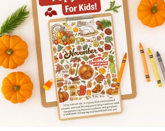 Thanksgiving I Spy Printable Game & Coloring Page (Digital Download)
