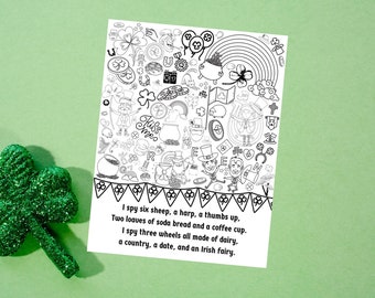 St. Patrick's Day I Spy Coloring Page: Digital Activity (Digital Download)