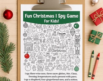 Christmas I Spy Digital Print and Coloring Page