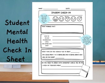 Student Mental Health Check-In Sheet: Teacher Counseling Printable (Digital Download)