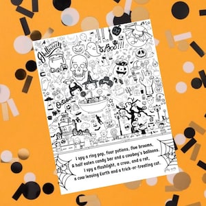 Halloween I Spy Printable: Coloring Page Activity (Digital Download)