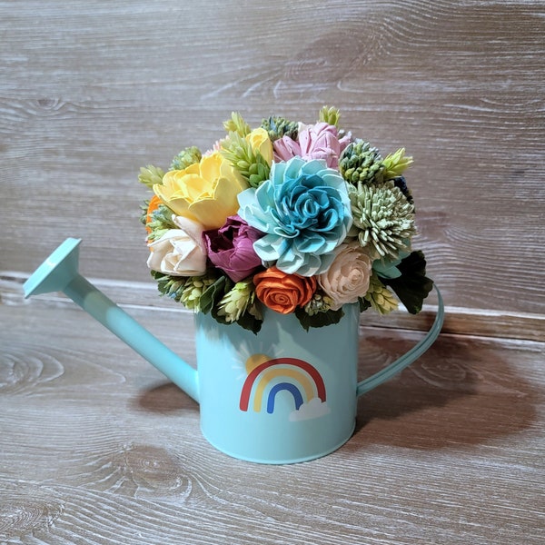 Watering Can Floral Arrangement Etsy