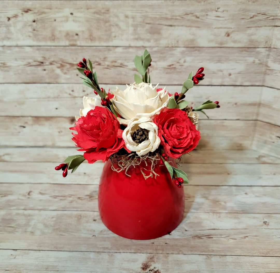 Everlasting Rose Floral Arrangement, Wood Rose Floral Arrangement