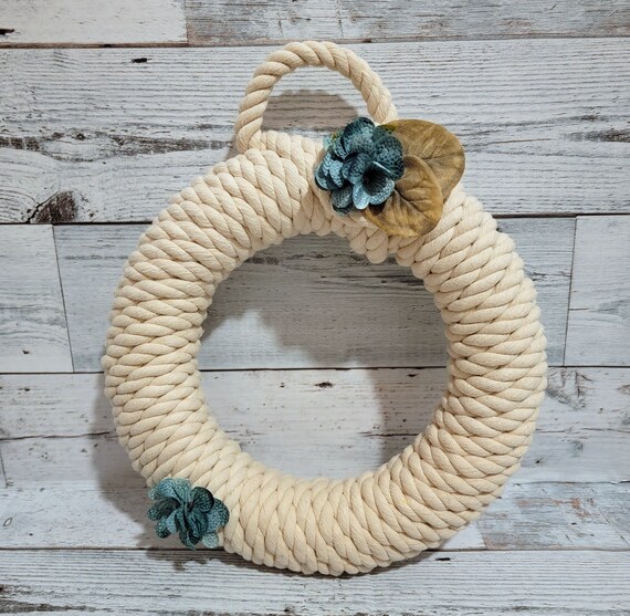 Nautical Rope Wreath, Hydrangea Wreath, Nautical Home Decor, Gifts