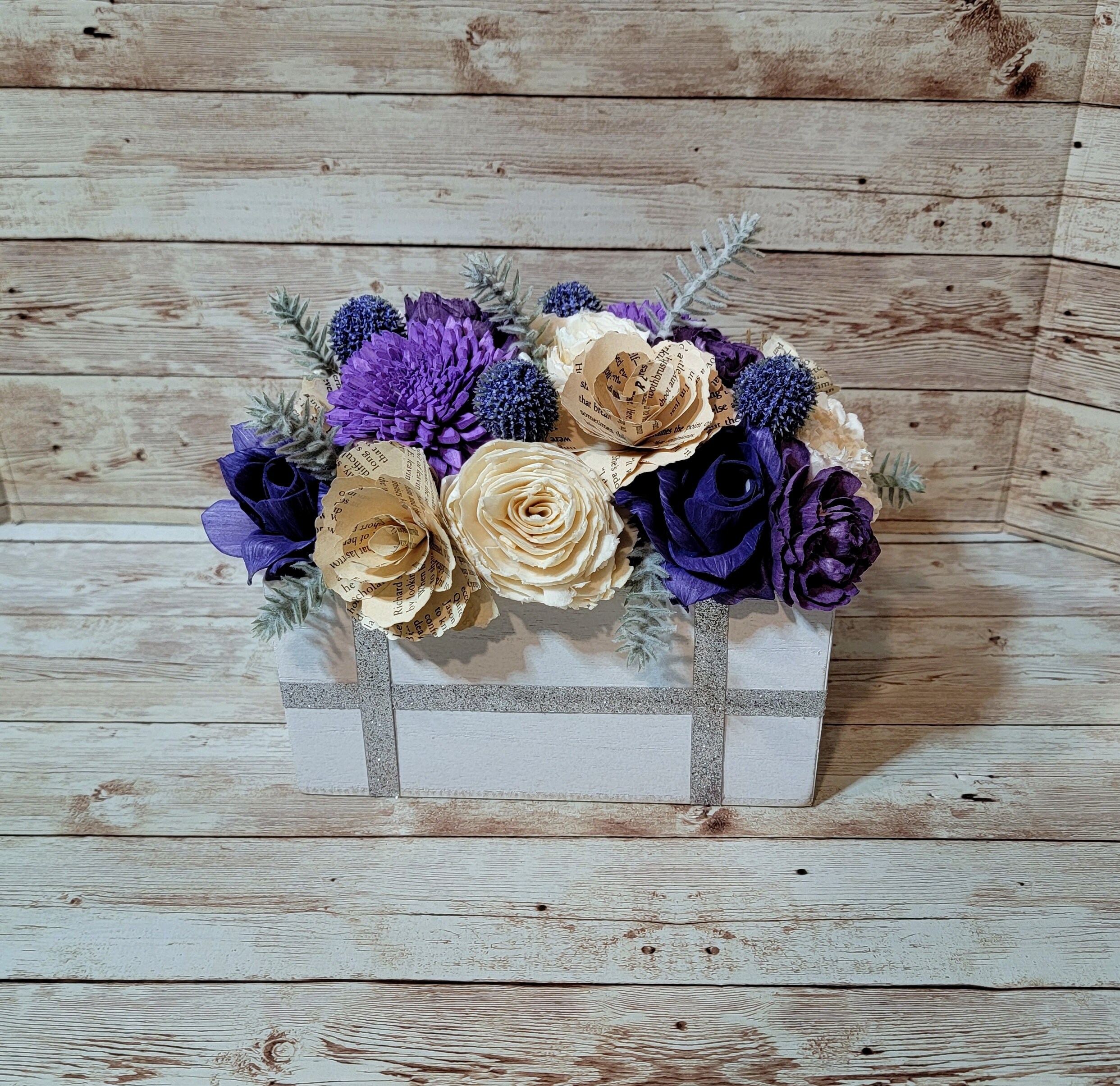 Hugs and Kisses Floral Arrangement Wood Floral Arrangement Etsy