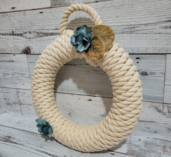 Nautical Rope Wreath, Hydrangea Wreath, Nautical Home Decor, Gifts