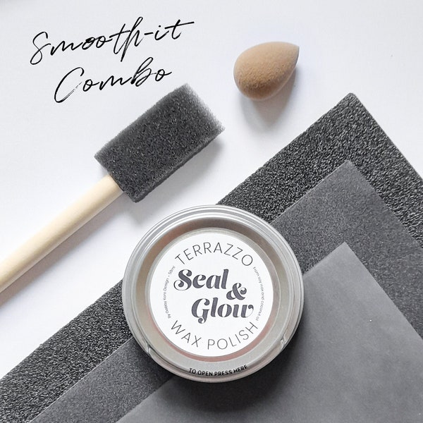 Seal&Glow Terrazzo Wax Polishing Set - Natural Sealer - Perfect for polishing pieces made with jesmonite