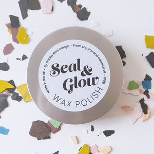 Seal&Glow Terrazzo Wax Polish - 100ml, 50ml, 10ml - Natural Vegan Sealer - Perfect for polishing pieces made with jesmonite