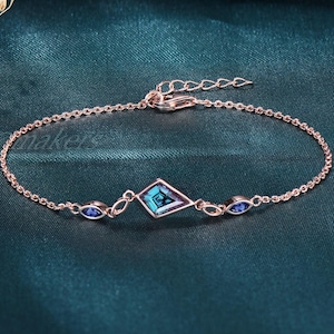 Farbwechsel Kite Cut Alexandrit Armband 10k Rosegold Marquise Tansanit Armband Anpassbare Massivgold Armbänder Hochzeitsgeschenk für sie
