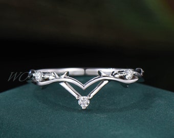 Unique Twisted Vine wedding band Vintage Diamond Twig Ring for women Moissanite Stacking Band silver Branch Matching bridal band Ring gift