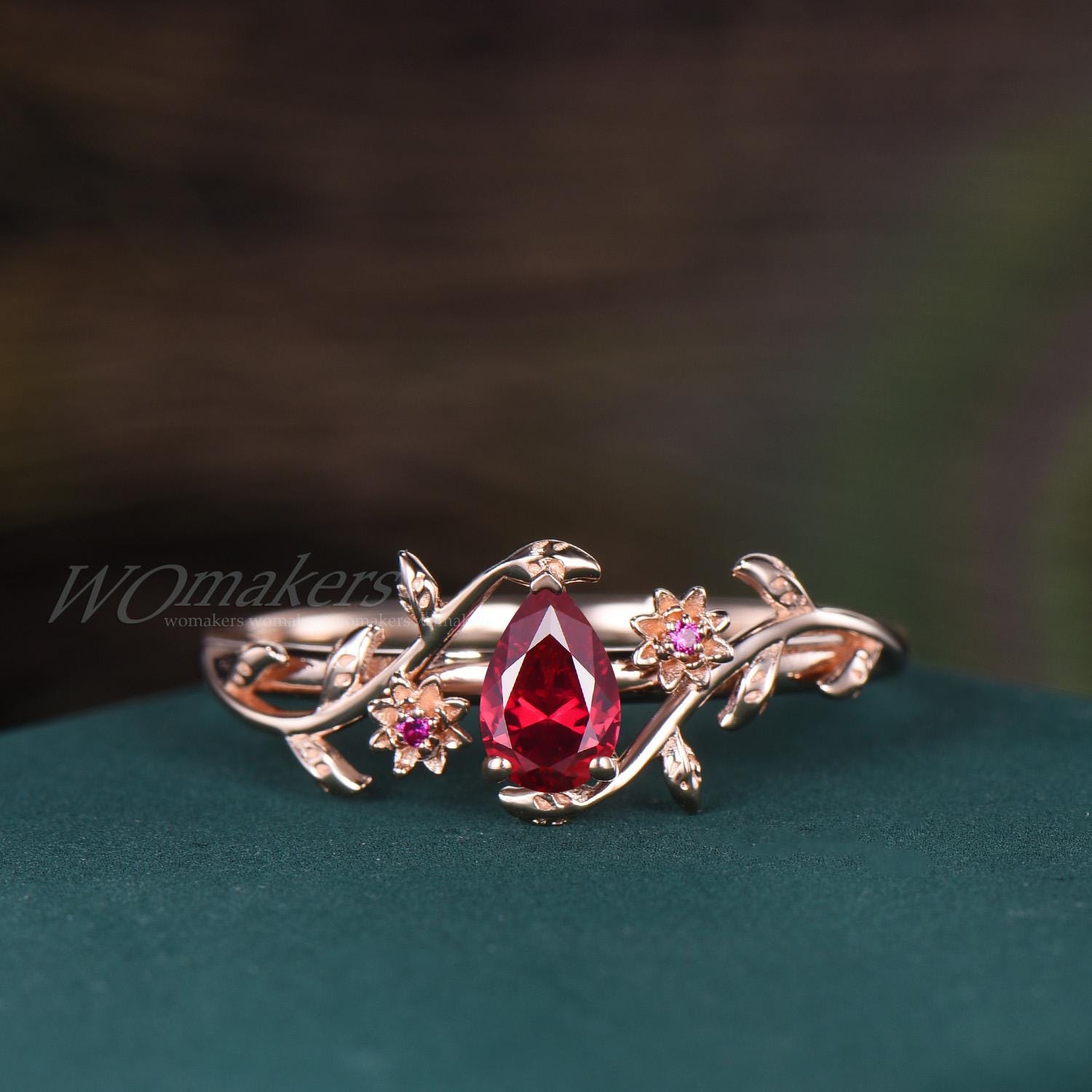 Ruby Floral Ring - Etsy