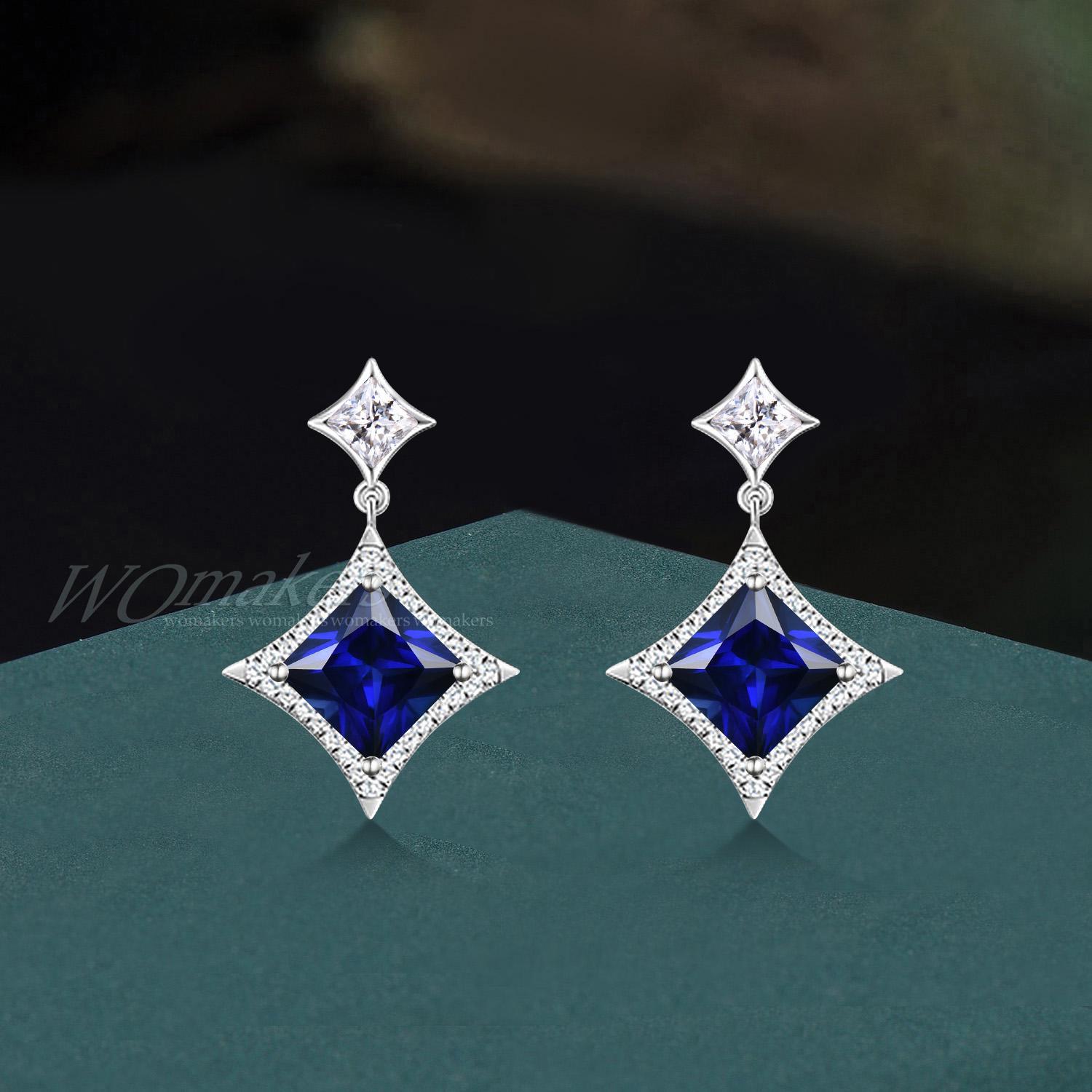 Wunderschöne 2 Karat Princess Cut Echt Diamant Anhänger Halskette Gold Weiss 14k 1500x