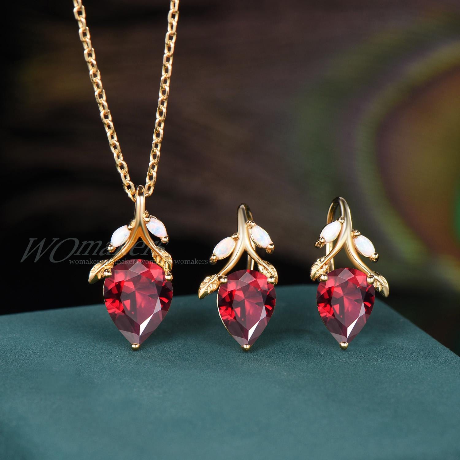 Elegant Gold and Red Jewelry Set very light and nice Gold and Red Jewelry Set - Etsy main image 3