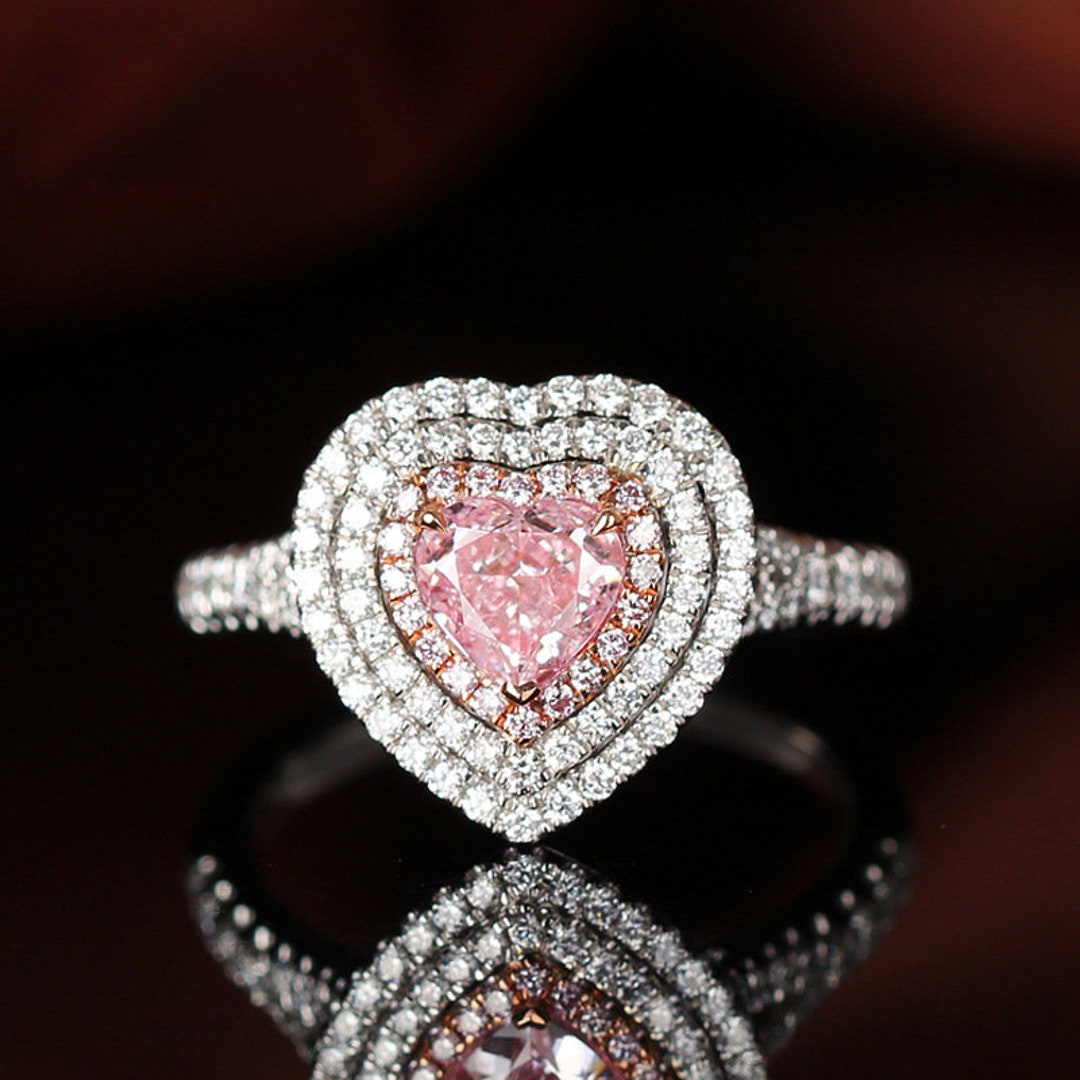 Heart Shaped Pink Sapphire White Gold Statement Ring - Etsy