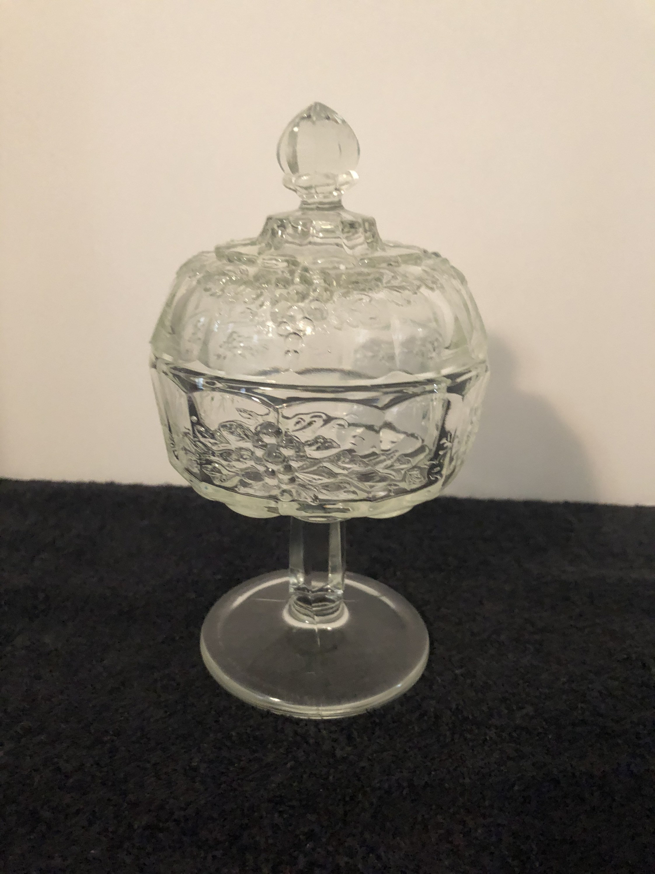 Vintage Clear Candy Dish with Grapes Etsy