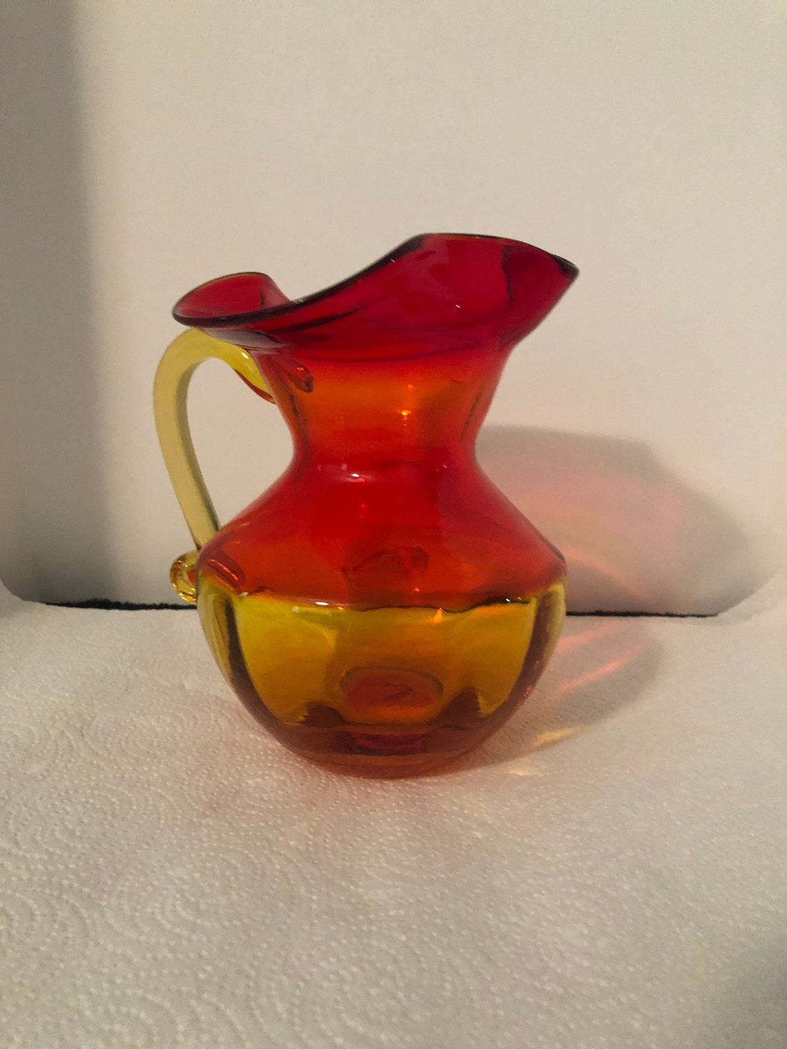 Vintage Rainbow Art Glass Pitcher Etsy