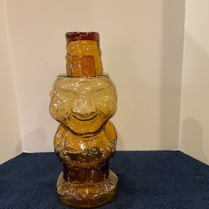 Tiara Jolly Mountaineer Decanter in Amber, Indiana Glass