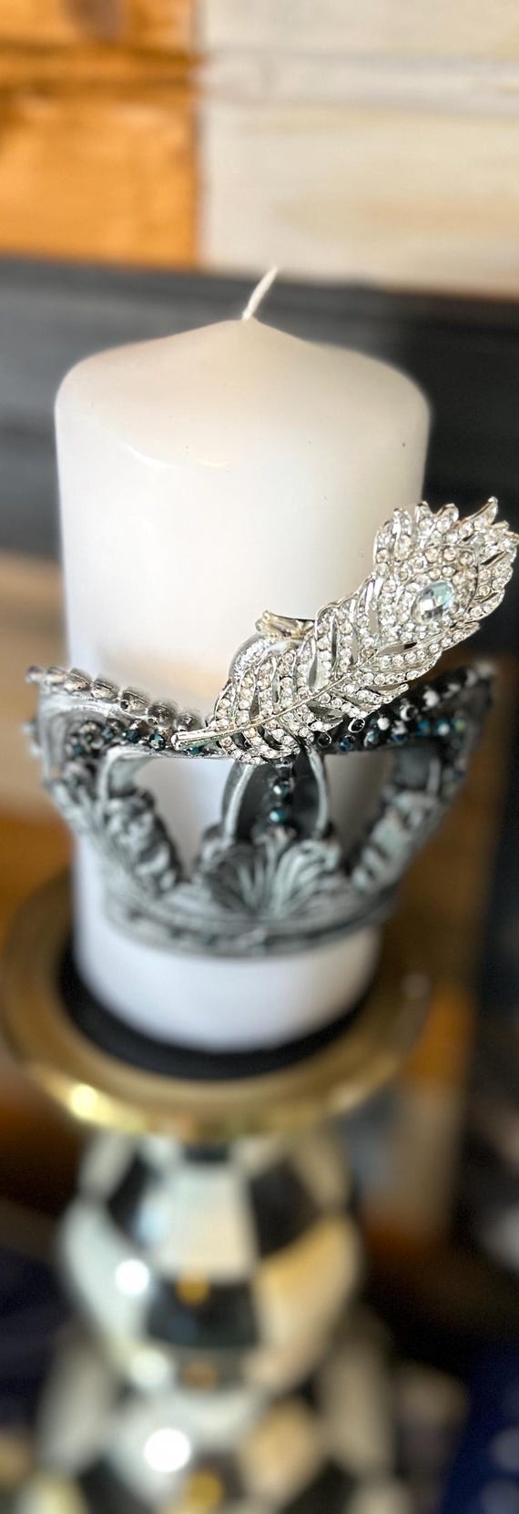 Silver crown candle pin