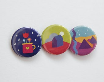 Set of Three Badges by Kuki