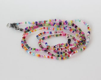 Long Beaded Necklace, Handmade Beads, Colorful Wrap Necklace