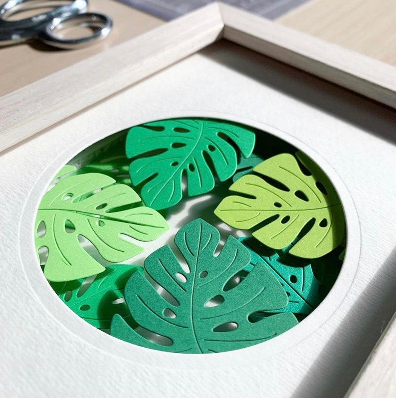 Monstera Plant Leaves 3D Paper Art image 3