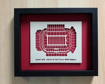 Texas A&M University Stadium Map - Kyle Field Stadium - Aggies Football -  Unique Gift - Paper Art - College Football