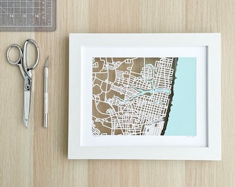 Asbury Park NJ Art - Hand Cut Paper Map