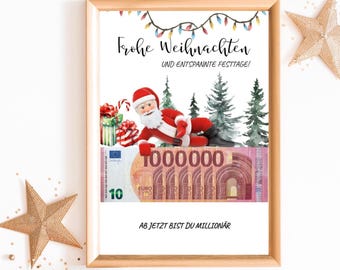 Christmas Money Gift | Christmas Present | First Million | Children | Friends | Printable | Merry Christmas | DIY | Gift Idea