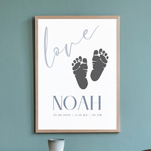 Fußabdruck vom Baby | Babyfussabdruck | Personalisiert | Geschenk | Geburt | Kind | Meilensteine | Zum Drucken | Poster | Bild | A3 | A4