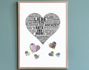 Money gift wedding | Personalized | Individual | Picture | Poster | To print | Heart | Wedding gift | Bride and groom | Wedding | DIY