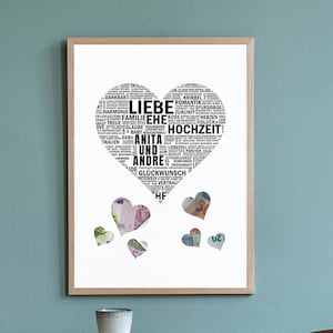 regalo de boda en efectivo | Personalizado | Individuo | Imagen | Afiche | Para imprimir | corazón | regalo de bodas | novia y novio | Boda | Hazlo tú mismo