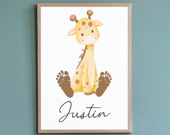 Baby's footprint | Baby footprint | Personalized | Gift | birth | Baptism | Communion | Baby shower | Posters | Image | A3 | A4