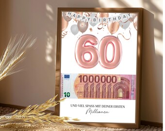 Money gift birthday round | Personalized | Individual | Picture | To print | Best friend | Wife | Girl | Travel | Celebration | DIY