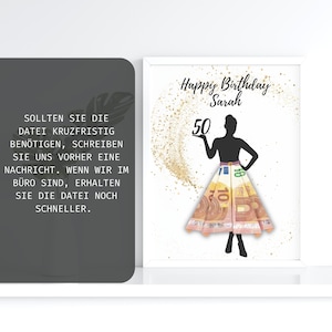 Geldgeschenk Geburtstag Runder Personalisiert Individuell Bild Zum Drucken Beste Freundin Frau Mädchen Reise Feier DIY Bild 5