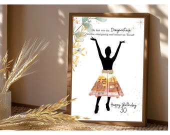 Money gift birthday round | Personalized | Individual | Picture | To print | Best friend | Wife | Girl | Travel | Celebration | DIY