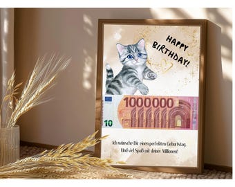 Money gift birthday woman | girlfriend | man | round | mandala | picture | to print | first million | DIY | gift idea | money