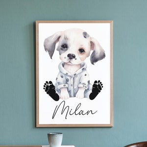 huella del bebe | huella de bebe | Personalizado | regalo | nacimiento | Bautismo | comunión | fiesta de bebe | Pósteres | imagen | A3 | A4 | Perro