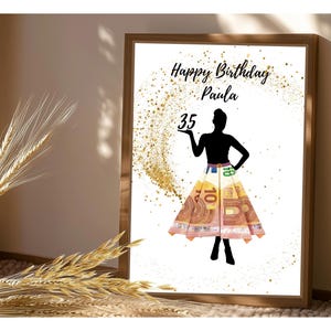 Regalo di denaro compleanno rotondo | Personalizzato | Individuale | Immagine | Per stampare | Migliore amico | donna | Ragazze | Viaggio | celebrazione | Fai da te